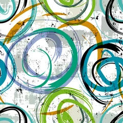 Rolgordijnen seamless abstract background pattern, with swirls, circles, stripes, paint strokes and splashes © Kirsten Hinte