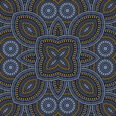 Delicate italian maiolica tile seamless rapport. Ethnic geometric vector elements. Clothes print design. Stylized italian mayolica tilework recurrent pattern. Floor decor graphic design.