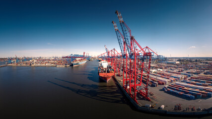 Aerial view of a container terminal in Hamburg