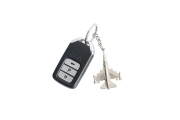 New car wave key with remote control on white background, isolated.