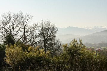 Fototapeta na wymiar Misty morning in the mountains, France