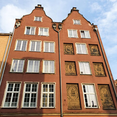 Colorful houses, tenements in old town Gdansk, Poland