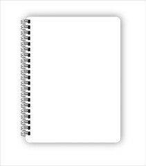 Realistic metal spiral vector blank notebook isolated on white