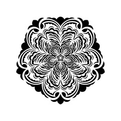 Circular mandala black and white pattern in form of mandala for Henna, tattoo, decoration. Decorative ornament in ethnic oriental style.