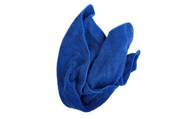 Blue rag on white background or isolated.