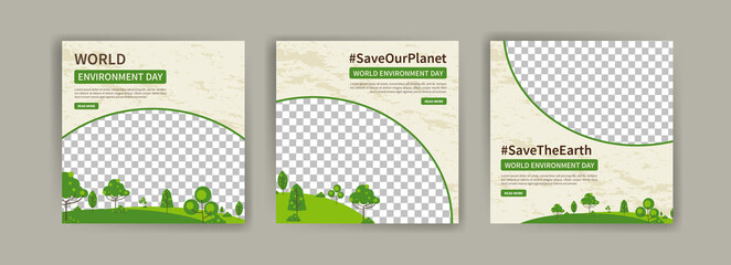 World Environment Day. Education and campaigns on the importance of protecting nature. social media post for World Environment Day.