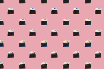 Pattern with wallet and cash bills