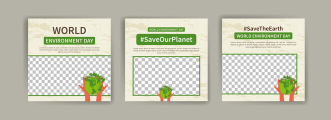 World Environment Day. Education and campaigns on the importance of protecting nature. social media post for World Environment Day.