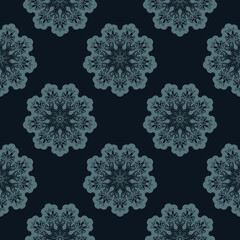 Seamless pattern of winter snowflakes. Good for backgrounds, prints, apparel and textiles. Vector illustration.