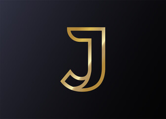 Obraz premium Elegant Luxurious Golden letter J Logo Design Template. Luxury Company Brand letter J Icon Line Art Vector