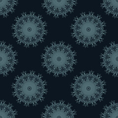 Seamless pattern of winter snowflakes. Good for covers, fabrics, postcards and printing. Vector illustration.