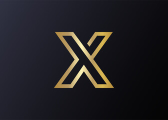 Elegant Luxurious Golden letter X Logo Design Template. Luxury Company Brand letter X Icon Line Art Vector
