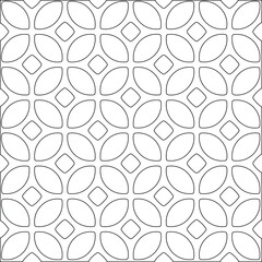 Geometric vector pattern with triangular elements. Seamless abstract ornament for wallpapers and backgrounds. Black and white colors. 