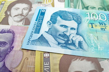 Fototapeta premium Stack of Serbian dinar