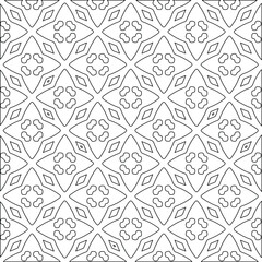 Geometric vector pattern with triangular elements. Seamless abstract ornament for wallpapers and backgrounds. Black and white colors. 