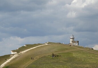 Fototapeta na wymiar dark clouds over lighthouse 