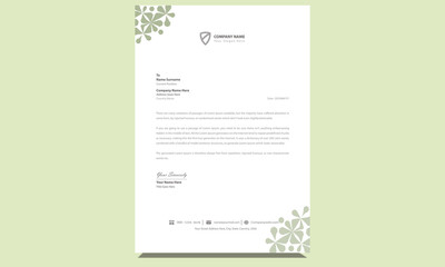 Official newest creative clean modern unique company professional corporate business letterhead template design with fresh green and gray colors.  