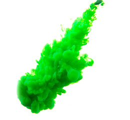 a jet of green paint on a white background