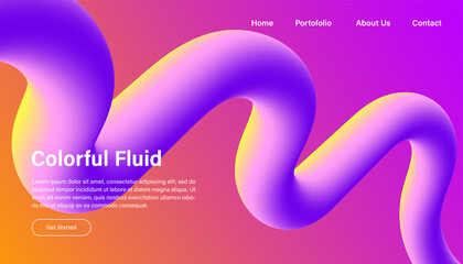 Abstract background. 3D fluid shape illustration. Website landing page template designs. Background with colorful gradient colors. Eps10 vector.