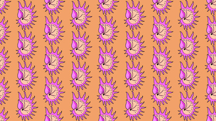 summer beach Seashell pattern on peach. Vector seamless background. Simple elegant ocean sea shell fabric pattern. Vector illustration