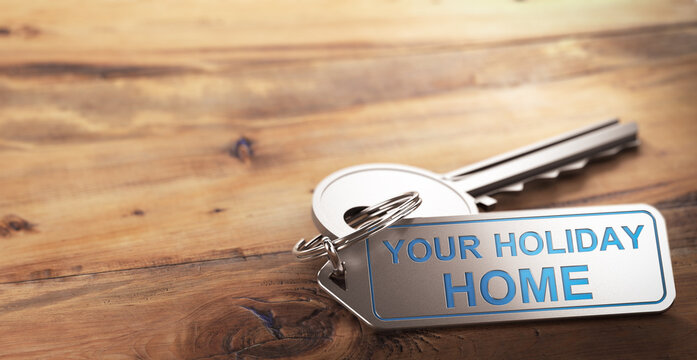 Holiday Home Rental. Keychain With Slogan Engraved.