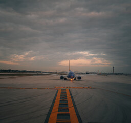 Fototapeta na wymiar sunset at the airport
