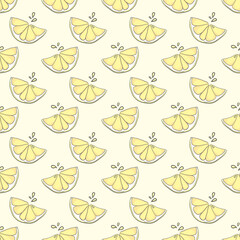 Nice lemon background. Vector hand drawn seamless pattern