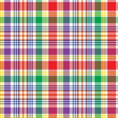 Rainbow Plaid Tartan Checkered Seamless Pattern