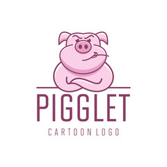 Piggy Logo Cartoon Character. vector illustration
