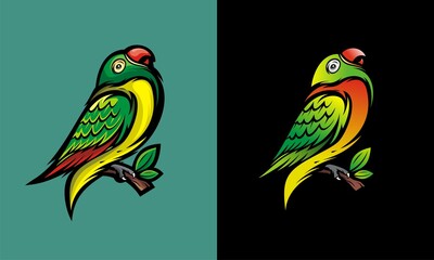 Lovebird logo premium design and illustration for mascot and logo team