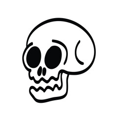 a cute skull doodle isolated on white background. funny head bone in vector illustration for decorating design. symbol, logo, and icon collection of cute element.