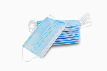Blue medical face masks
On white background