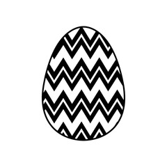 Easter egg icon with glint, simple easter egg traditional with wavy line patterns symbol vector sign