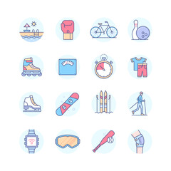 Sport and Healthy lifestyle - line design style icons set