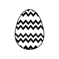 Easter egg icon with glint, simple easter egg traditional with wavy line patterns symbol vector sign