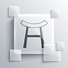 Grey Japan Gate icon isolated on grey background. Torii gate sign. Japanese traditional classic gate symbol. Square glass panels. Vector