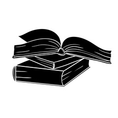 Encyclopedia isolated on white backdrop. Hand drawn picture sketchy in art antique engraving style.