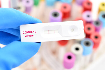 COVID-19 positive test result by using rapid card test for COVID-19 antigen 