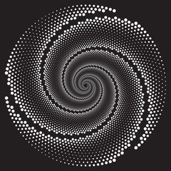 Dotted Halftone Vector Spiral Pattern or Texture. Stipple Dot Background