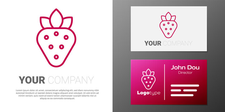 Logotype line Strawberry icon isolated on white background. Logo design template element. Vector