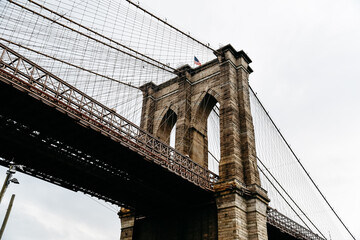 Iconic View of Brooklyn Bridge in New York City. Travel to NYC concept