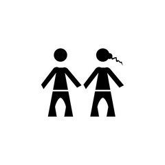 Man and woman flat icon. Simple style male andfemale symbol. Wc or toilet door sign. Logo design element. T-shirt printing. Vector for sticker.