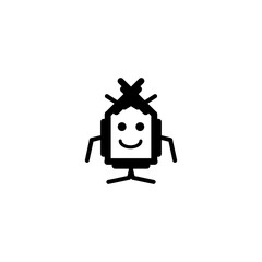 Robot flat icon. Simple style artificial intelligence technology poster background symbol. Logo design element. T-shirt printing. Vector for sticker.