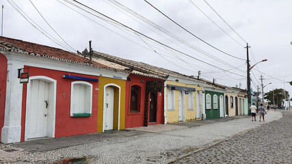 colorful houses in old street 
