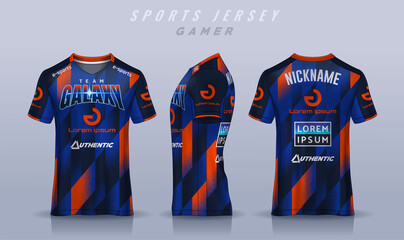 t-shirt e-sport design template, Soccer jersey mockup for football club. uniform front and back view. © Nattanopdesign