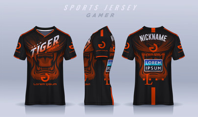 t-shirt e-sport design template, Soccer jersey mockup for football club. uniform front and back view. © Nattanopdesign