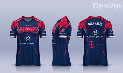 t-shirt e-sport design template, Soccer jersey mockup for football club. uniform front and back view.