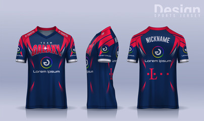t-shirt e-sport design template, Soccer jersey mockup for football club. uniform front and back view. © Nattanopdesign
