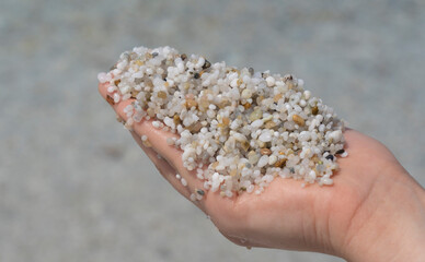 details of the quartz sand of the beach of is arutas, Cabras, Sardinia
