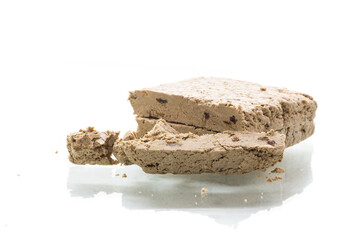 piece of sweet halva on white background